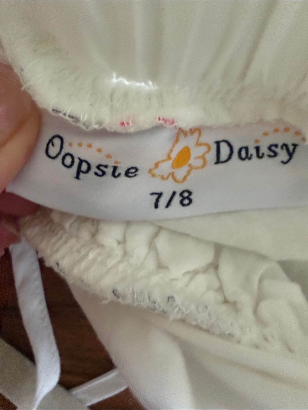 Oopsie Daisy Size 7/8 White Spaghetti-Strap Kids Dress - Picture 5 of 5